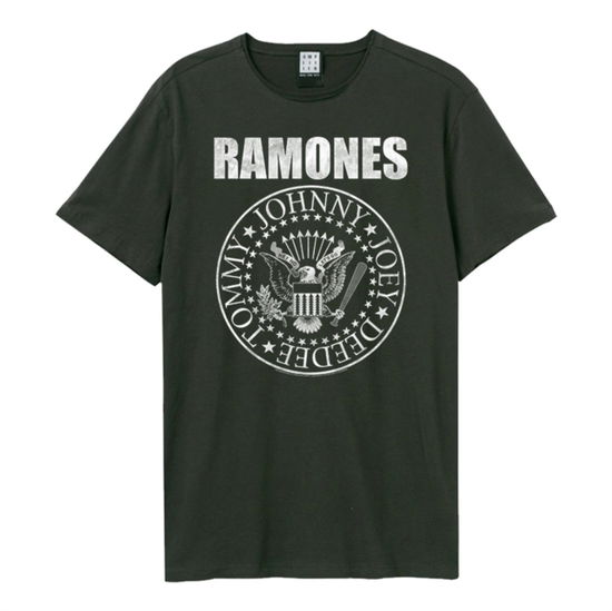 Ramones - Classic Seal Amplified X Large Vintage Charcoal T Shirt - Ramones - Produtos - AMPLIFIED - 5054488276247 - 