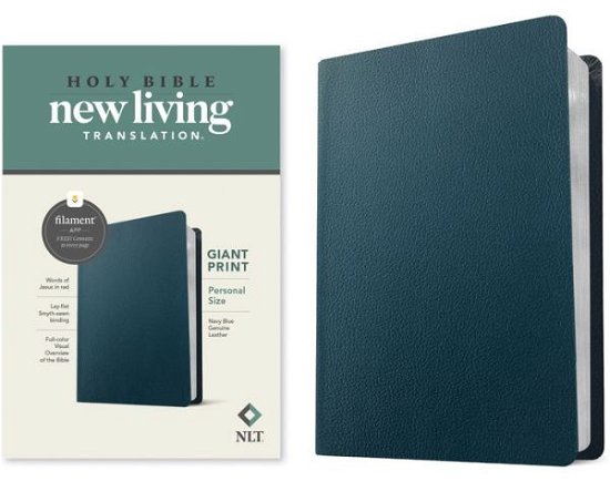 Cover for Tyndale · NLT Personal Size Giant Print Bible, Filament Enabled Edition (Red Letter, Genuine Leather, Navy Blue) (Book) (2023)