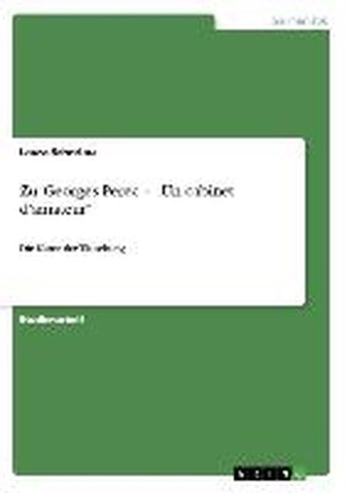 Cover for Zu · Georges Perec - &quot;Un cabinet d'amate (Book) [German edition] (2013)