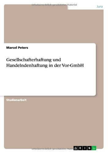 Cover for Peters · Gesellschafterhaftung und Handel (Book) [German edition] (2014)