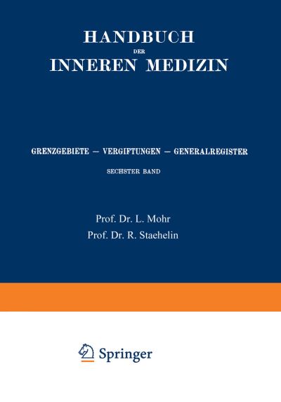 Cover for L. Bach-Marburg · Grenzgebiete, Vergiftungen, Generalregister - Handbuch der inneren Medizin (Paperback Book) (1919)