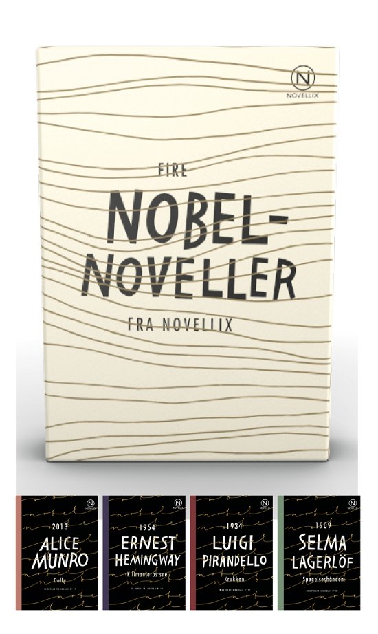 Cover for Selma Lagerlöf, Luigi Pirandello, Ernest Hemingway, Alice Munro · Noveller fra Novellix: Gaveæske med fire Nobelnoveller (Book pack) [1.º edición] (2020)