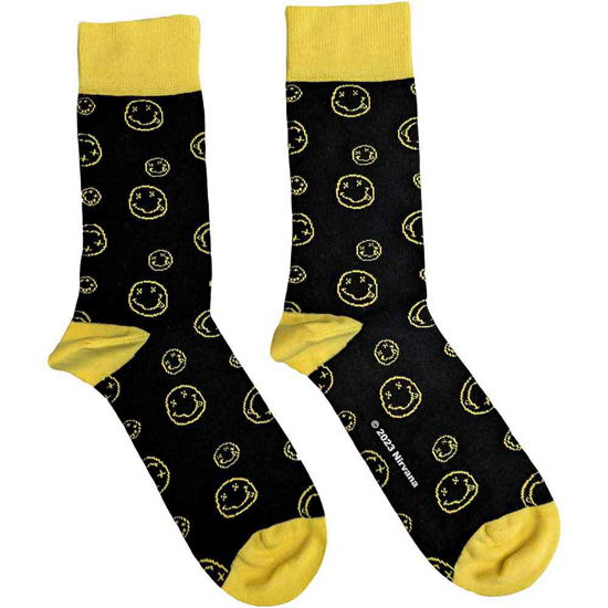 Nirvana Unisex Ankle Socks: Outline Happy Faces (UK Size 7 - 11) - Nirvana - Fanituote -  - 5056561092249 - 