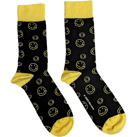 Nirvana Unisex Ankle Socks: Outline Happy Faces (UK Size 7 - 11) - Nirvana - Merchandise -  - 5056561092249 - 