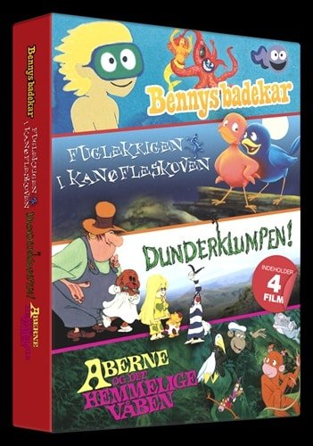 Cover for Eventyrlige Børnefilm Boks · Bennys Badekar / Fuglekrigen I Kanøfleskoven / Dunderklumpen / Aberne Og Det Hemmelige Våben (DVD) (2011)