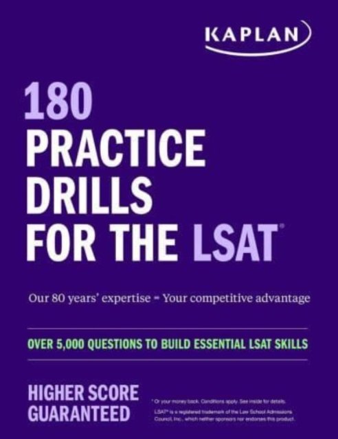 Cover for Kaplan Test Prep · 180 Practice Drills for the LSAT: Over 5,000 questions to build essential LSAT skills (Taschenbuch) (2023)