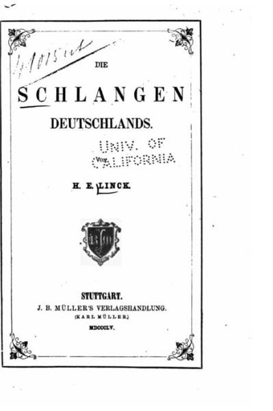Cover for H E Linck · Die Schlangen Deutschlands (Taschenbuch) (2015)