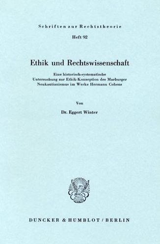 Cover for Winter · Ethik und Rechtswissenschaft. (Bog) (1980)