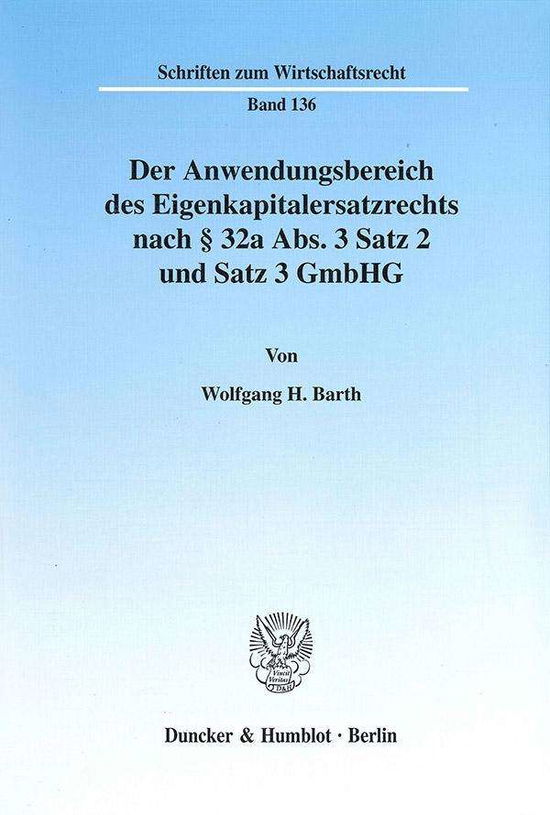 Cover for Barth · Der Anwendungsbereich des Eigenka (Book) (2001)