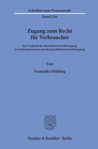 Cover for Hidding · Zugang zum Recht für Verbrauche (Book) (2019)