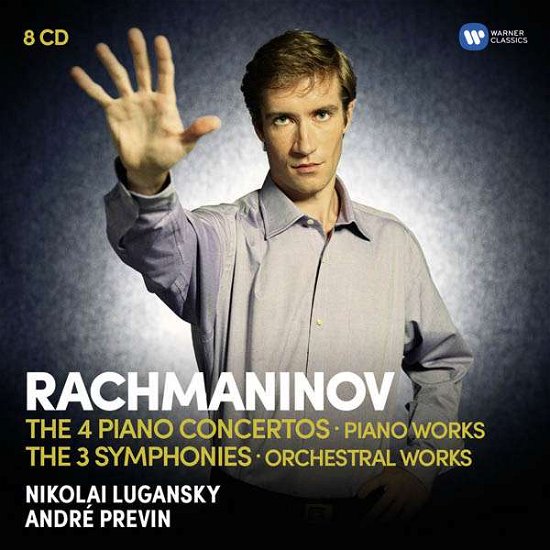 Cover for Nikolai Lugansky / Andre Previn / London Symphony Orchestra · Rachmaninov: The Piano Concertos. The Symphonies. Rhapsody On A Theme By Paganini. Variations. Preludes. Moments Musicaux (CD) (2017)