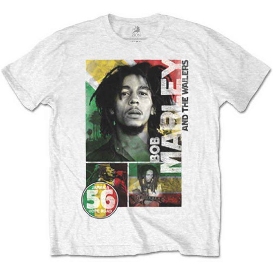 Bob Marley Unisex T-Shirt: 56 Hope Road Rasta (Retail Pack) - Bob Marley - Produtos - Bravado - 5056170605250 - 12 de dezembro de 2016