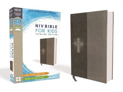 NIV, Bible for Kids, Leathersoft, Gray, Red Letter Edition, Comfort Print Thinline Edition - Zondervan - Books - Zonderkidz - 9780310764250 - October 9, 2018