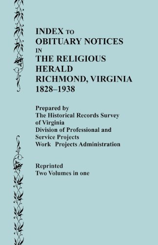 Cover for Historical Records S · Guide to the Manuscript Collections of the Virginia Baptist Historical Society, Supplement No. 1: Index to Obituary Notices in the Religious Herald, R (Paperback Book) [Reprint edition] (2009)
