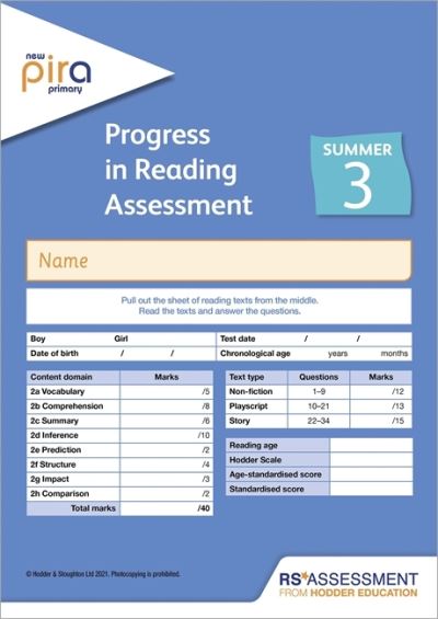 Cover for Colin McCarty · New PiRA Test 3, Summer PK10 (Progress in Reading Assessment) (Print) (2021)