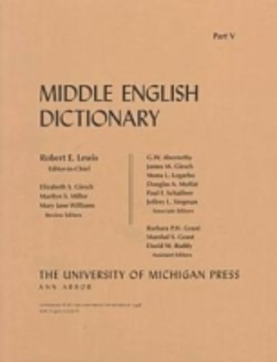 Middle English Dictionary  Fascicle V.1 -  - Bøger - The University of Michigan Press - 9780472012251 - 31. januar 1999