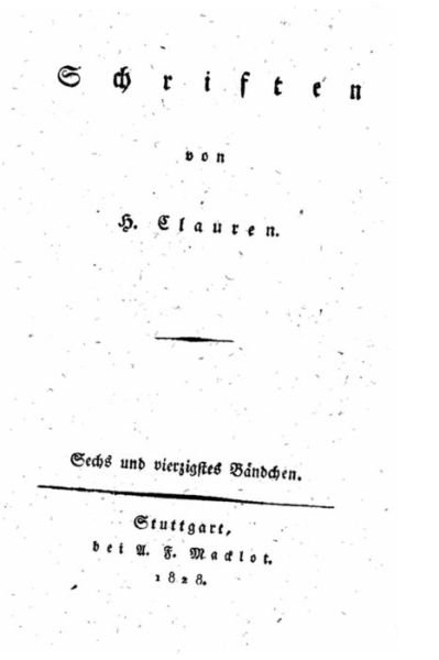 Cover for H Clauren · Schriften (Paperback Bog) (2015)