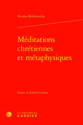 Cover for Nicolas Malebranche · Meditations Chretiennes Et Metaphysiques (Hardcover Book) (2021)