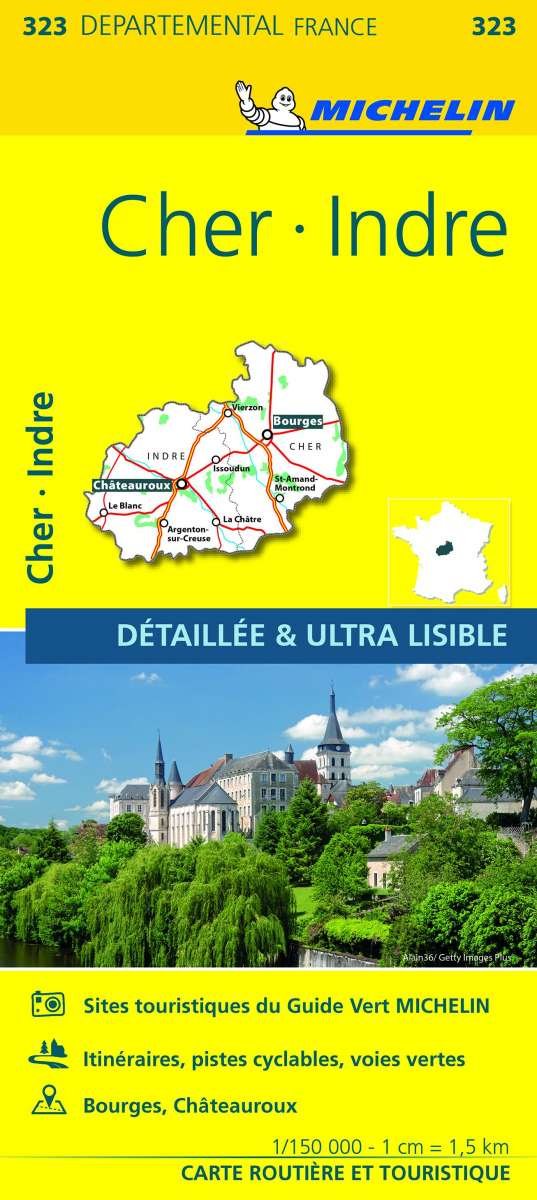 Cher, Indre - Michelin Local Map 323 - Michelin - Livros - Michelin Editions des Voyages - 9782067202252 - 17 de março de 2022
