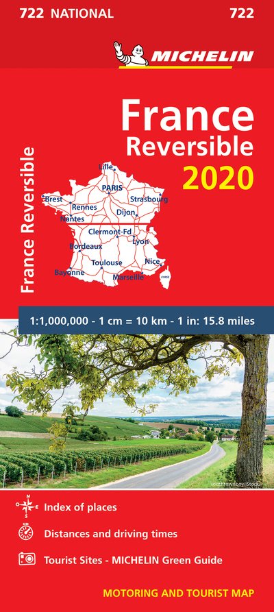 Cover for Michelin · Michelin National Maps: France (Reversible) 2020, Michelin National Map 722 (Hardcover Book) (2020)