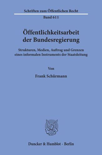 Cover for Schürmann · Öffentlichkeitsarbeit der Bun (Book) (1992)