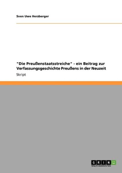 Cover for Herzberger · &quot;Die Preußenstaatsstreiche&quot; (Buch) [German edition] (2013)