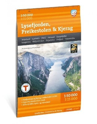 Cover for Lysefjorden, Preikestolen &amp; Kjerag Hiking Map 1:50,000 / 1:15,000 (Map) (2025)