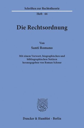 Die Rechtsordnung. - Romano - Bücher -  - 9783428034253 - 15. Oktober 1975