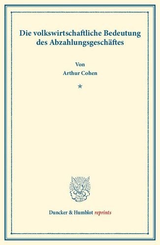 Cover for Cohen · Die volkswirtschaftliche Bedeutun (Bog) (2013)