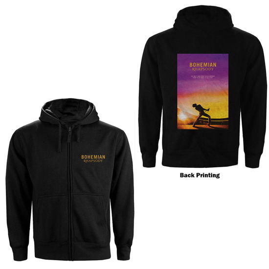 Cover for Queen · Queen Unisex Zipped Hoodie: Bohemian Rhapsody Movie Poster (Black) (Back Print) (Hoodie) [size S] [Black - Unisex edition] (2020)