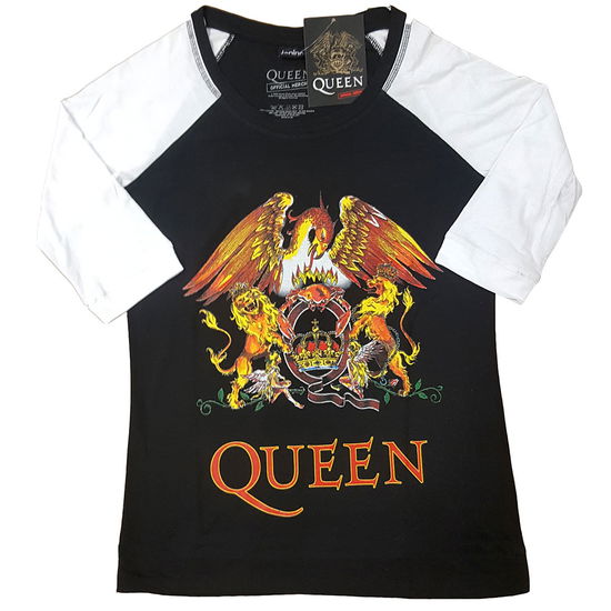 Cover for Queen · Queen Ladies Raglan T-Shirt: Classic Crest (Black &amp; White) (XXXX-Large) (T-shirt) [Black, White - Ladies edition] (2021)