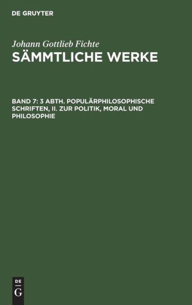 Cover for Fichte · [Sämmtliche Werke] Johann Gottli (Book) (1965)