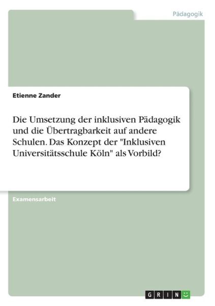 Cover for Zander · Die Umsetzung der inklusiven Päd (Book)