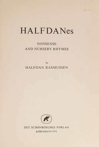 Cover for Halfdan Rasmussen · Halfdan Rasmussen: Halfdanes nonsense and nursery rhymes (Bound Book) [1e uitgave] [Indbundet] (1973)