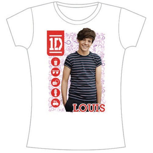 Cover for One Direction · One Direction Ladies T-Shirt: 1D Louis Symbol Field (Skinny Fit) (T-shirt) [size S] [White - Ladies edition]