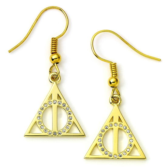 Deathly Hallows Gold Plated Sterling Silver Drop Earrings - Harry Potter - Gadżety -  - 5055583445255 - 