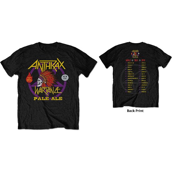 Anthrax Unisex T-Shirt: War Dance Paul Ale World Tour 2018 (Ex-Tour & Back Print) - Anthrax - Merchandise -  - 5056170668255 - 