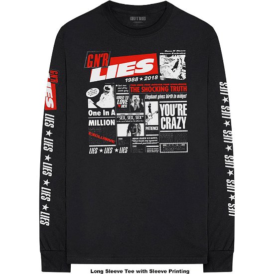 Guns N' Roses Unisex Long Sleeve T-Shirt: Lies Cover (Sleeve Print) - Guns N' Roses - Koopwaar -  - 5056170697255 - 