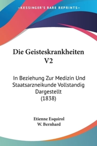 Cover for Etienne Esquirol · Die Geisteskrankheiten V2 (Paperback Book) (2010)