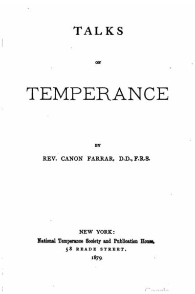 Cover for Rev Canon Farrar · Talks on temperance (Paperback Book) (2016)