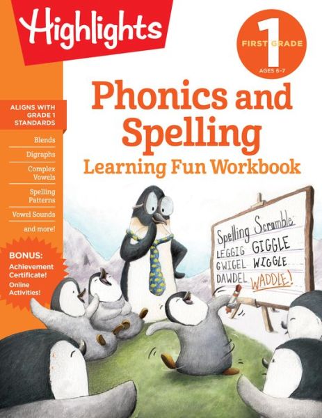 Cover for Highlights Learning · First Grade Phonics and Spelling - Highlights Learning Fun Workbooks (Paperback Book) (2020)