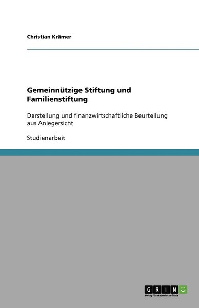 Cover for Krämer · Gemeinnützige Stiftung und Famil (Book) [German edition] (2009)