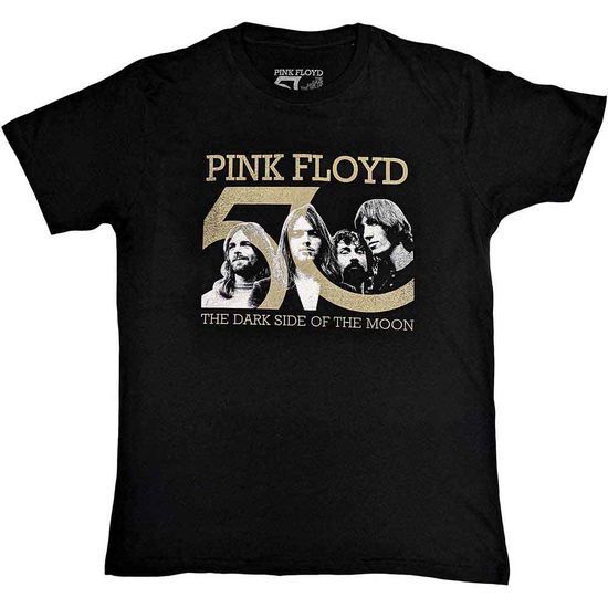 Pink Floyd Unisex T-Shirt: Band Photo & 50th Logo - Pink Floyd - Koopwaar -  - 5056561076256 - 