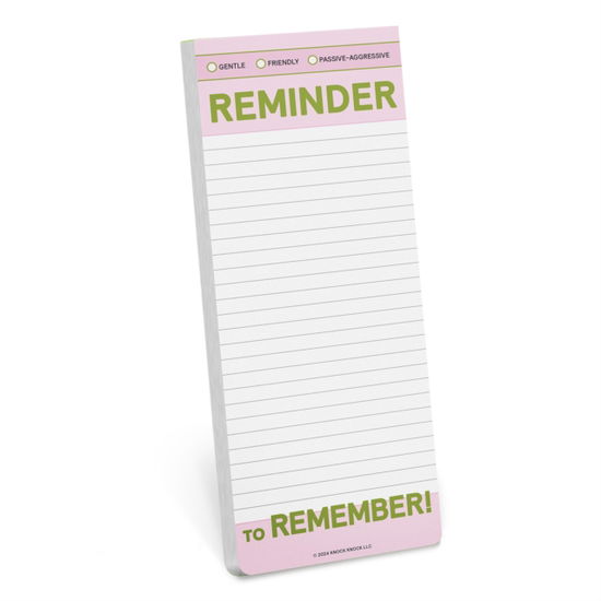 Knock Knock Reminder to Remember Make-a-List Pad - Knock Knock - Książki - Knock Knock - 9781683494256 - 16 stycznia 2025