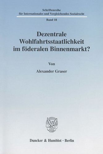 Cover for Graser · Dezentrale Wohlfahrtsstaatlichke (Book) (2001)