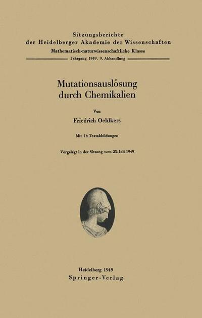 Cover for F Oehlkers · Mutationsausloesung Durch Chemikalien (Taschenbuch) [1949 edition] (1949)