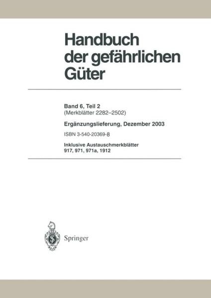 Cover for U Stephan · Handbuch Der Gefahrlichen Guter (Paperback Book) [2004 edition] (2014)