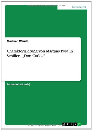 Cover for Madleen Wendt · Charakterisierung von Marquis Posa in Schillers &quot;Don Carlos&quot; (Pocketbok) [German edition] (2014)
