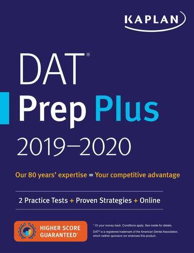 Cover for Kaplan Test Prep · DAT Prep Plus 2019-2020: 2 Practice Tests + Proven Strategies + Online - Kaplan Test Prep (Paperback Bog) (2019)