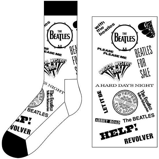 Cover for The Beatles · The Beatles Unisex Ankle Socks: Albums Monochrome (UK Size 7 - 11) (Kläder) [size M] [White - Unisex edition]